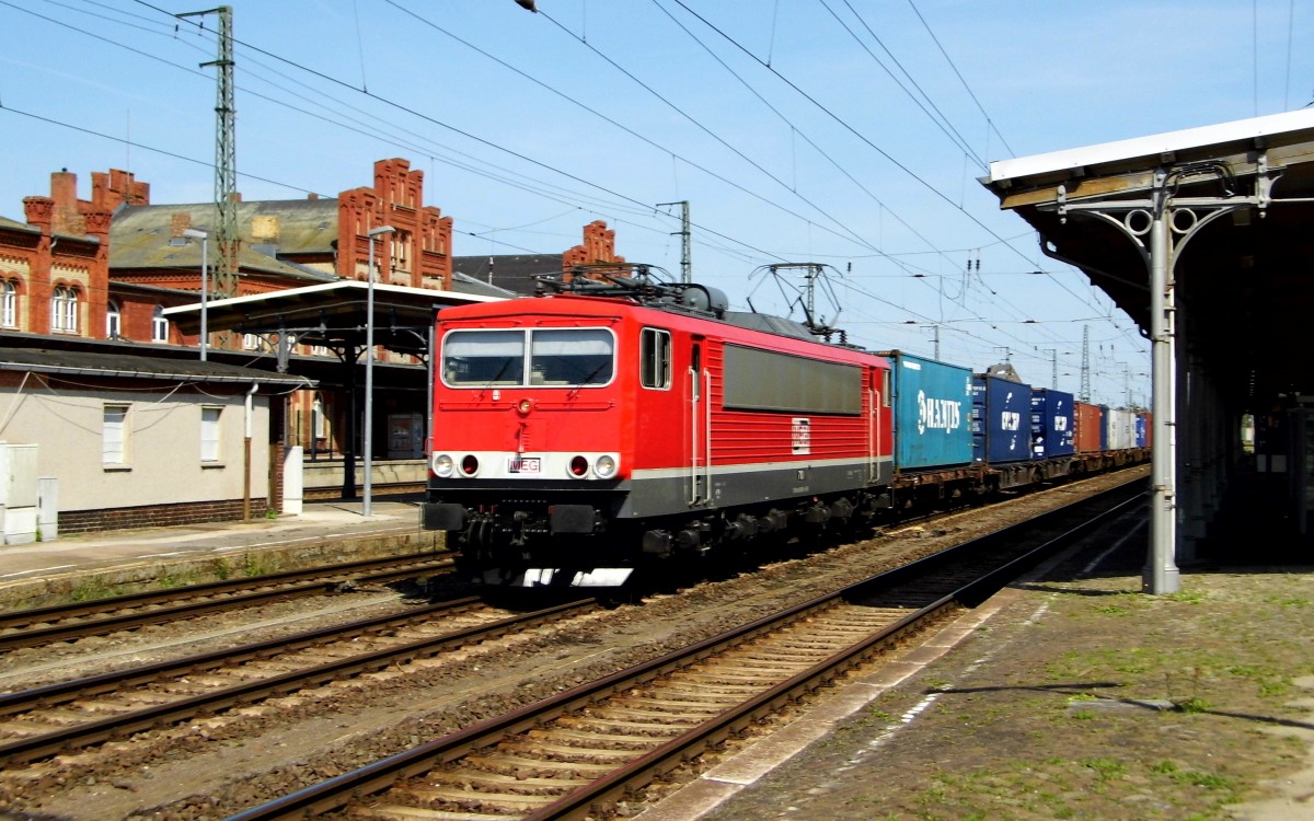 Am 01.08.2015 kam MEG 710 (155 059-9 ) aus Richtung Magdeburg nach Stendal und fuhr weiter nach Wittenberge.