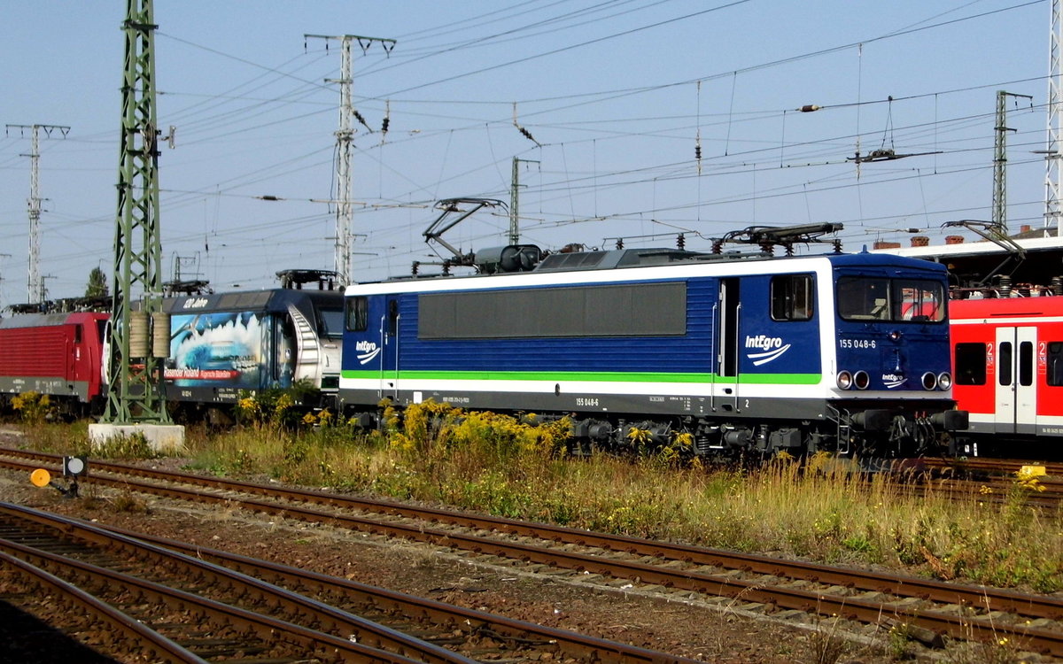 Am 01.09.2016 Rangierfahrt von 155 048-6 von der IntEgro (Press) in Stendal .