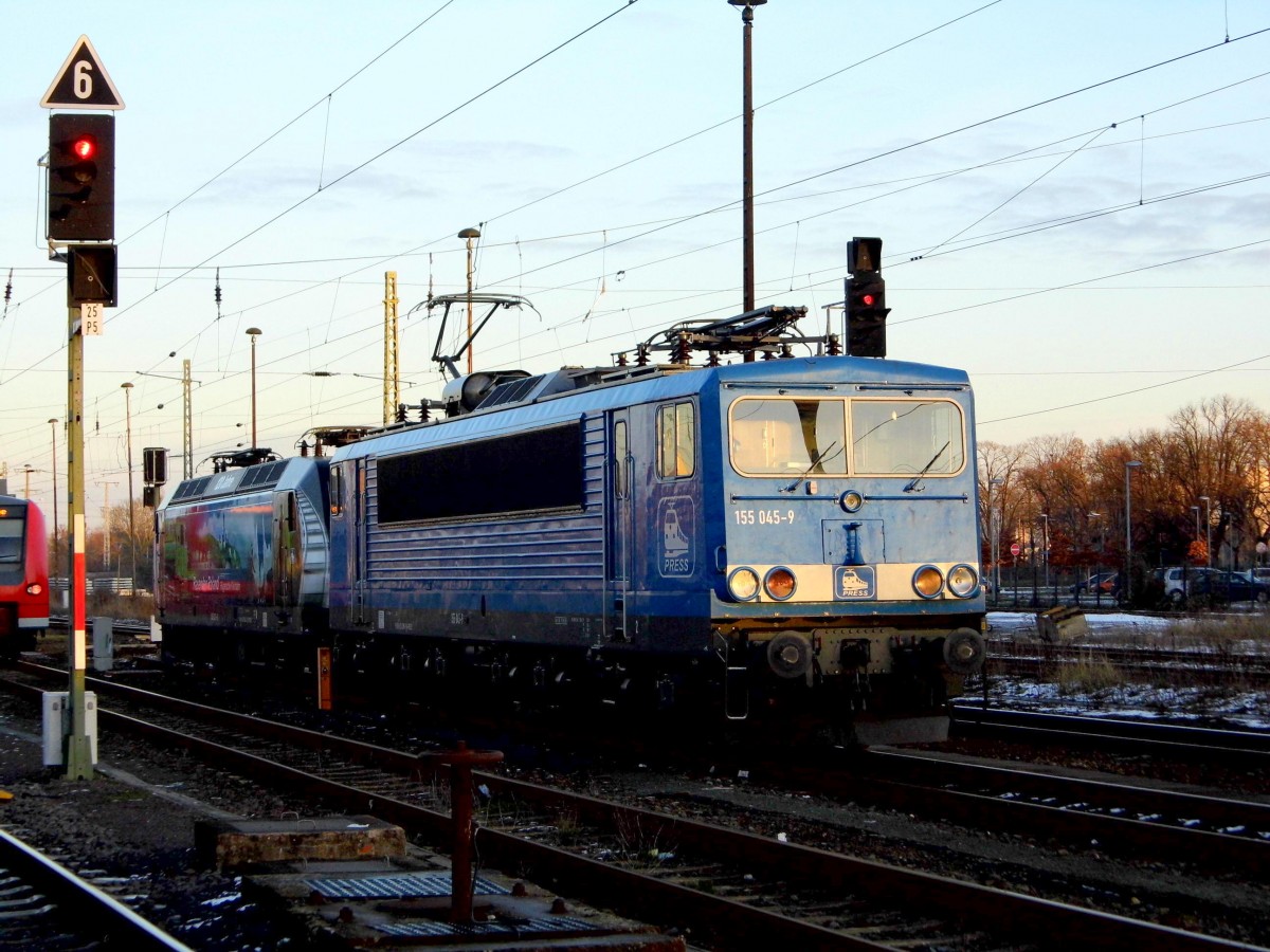 Am 09.01.2016 waren die 145 023-6 und  die 155 045-9 von der Press Stendal abgestellt .