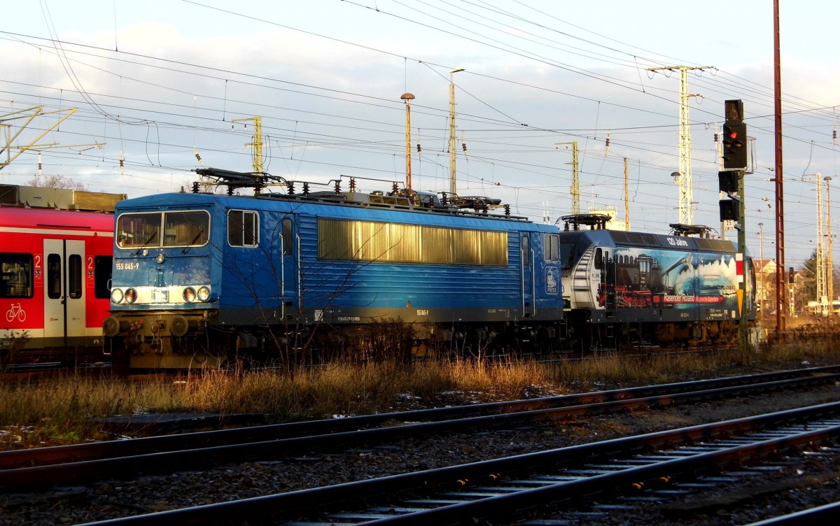 Am 10.01.2016 waren die 145 023-6 und die 155 045-9 von der Press Stendal abgestellt .