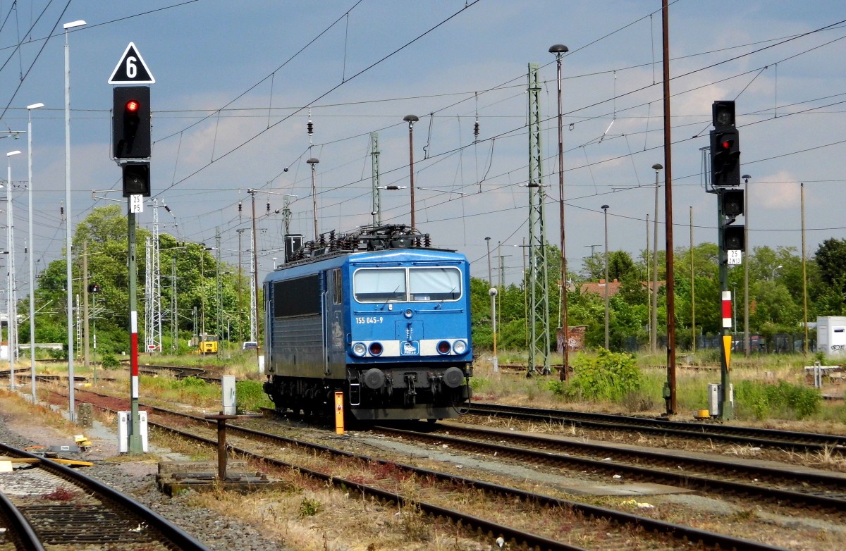 Am 28.05.2015 war die 155 045-9 von der Pressnitztalbahn in Stendal abgestellt .